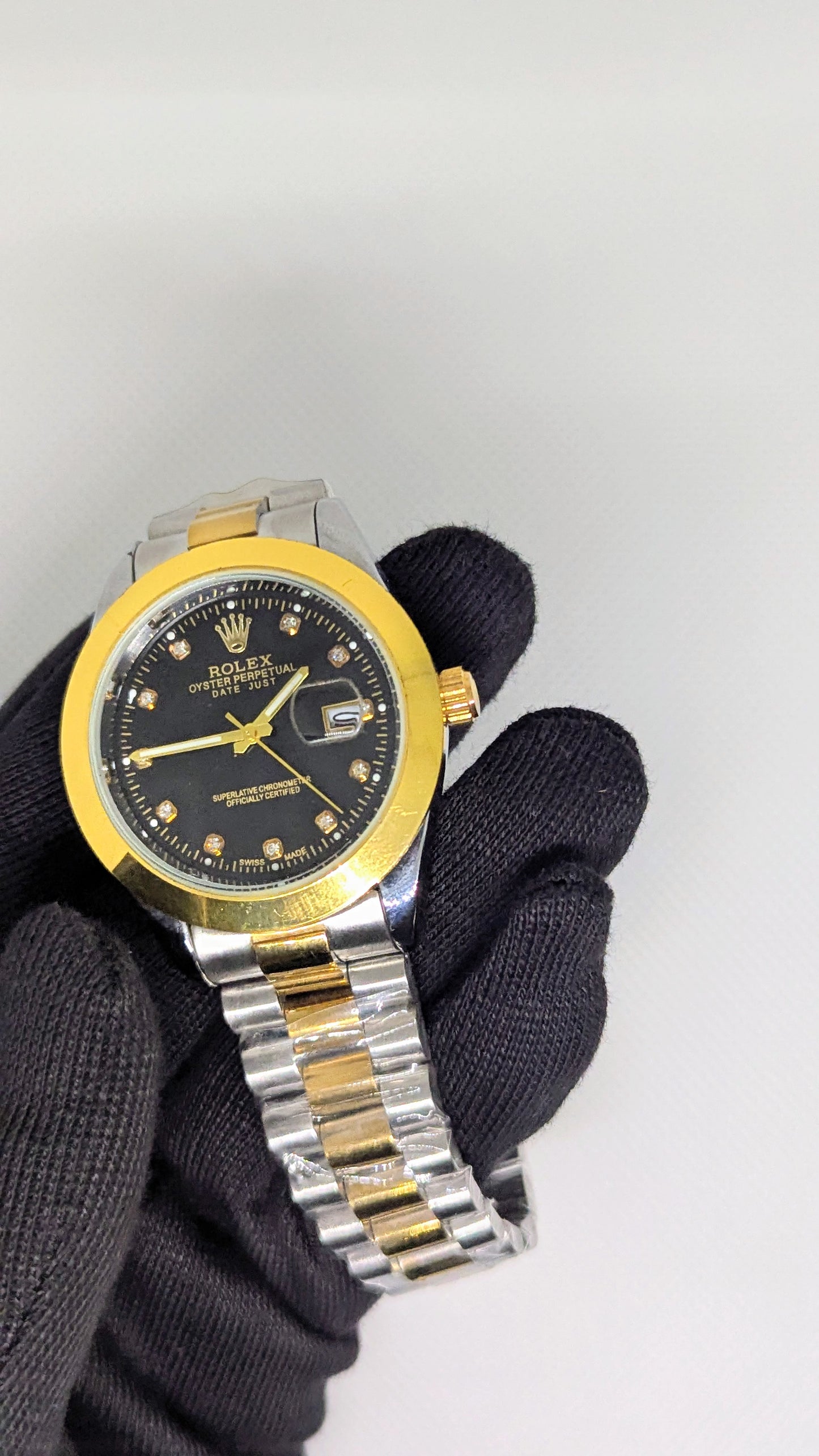 Rolex oyester Date Watch - Silver Black