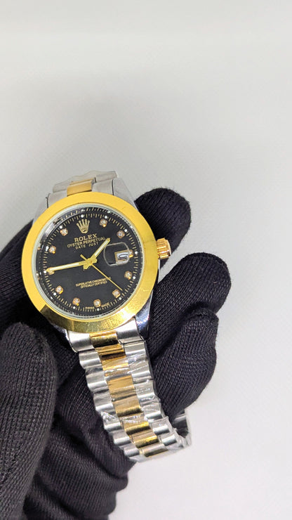 Rolex oyester Date Watch - Silver Black